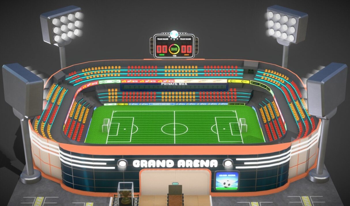 Cartoony football stadium Low-poly 3D model