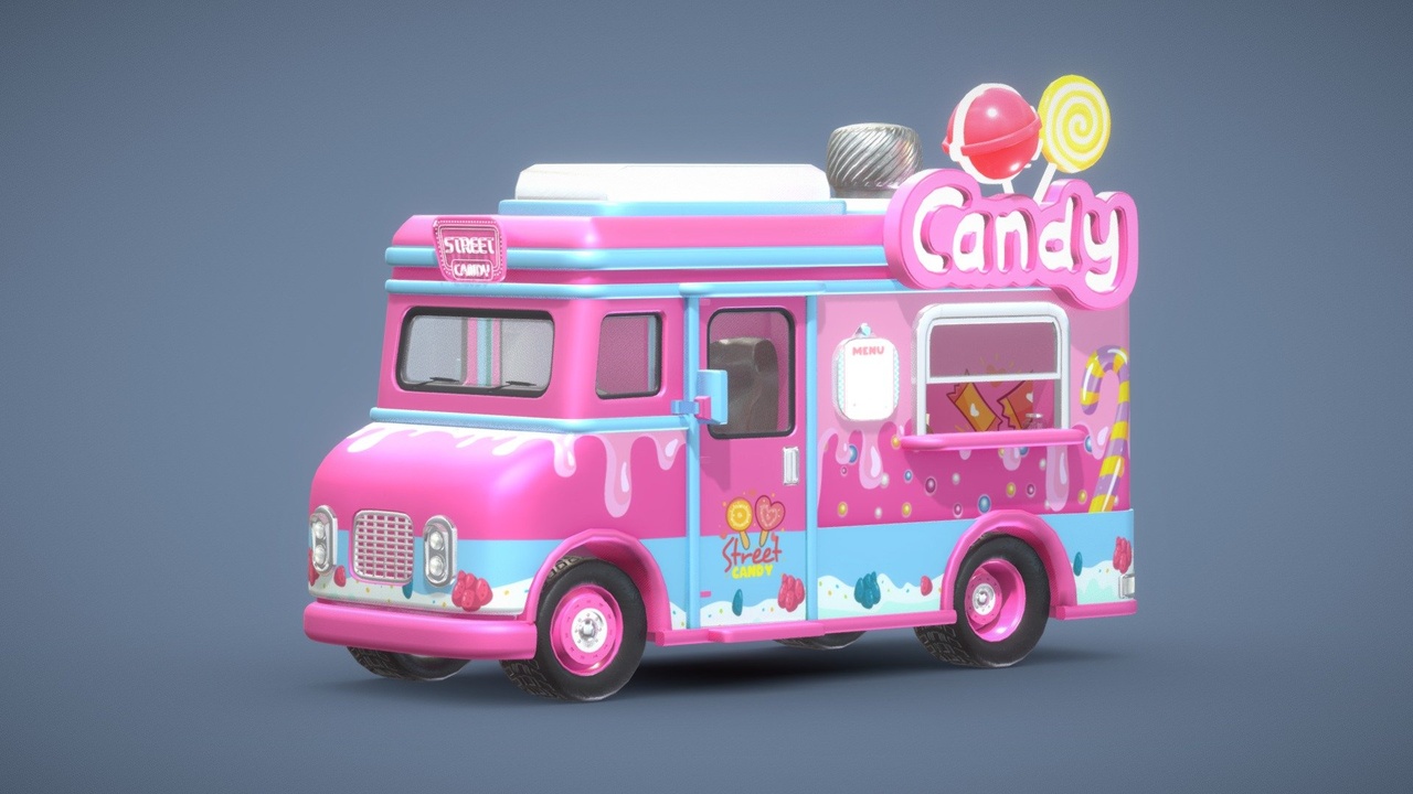 Candy Truck Low poly 3d Model
